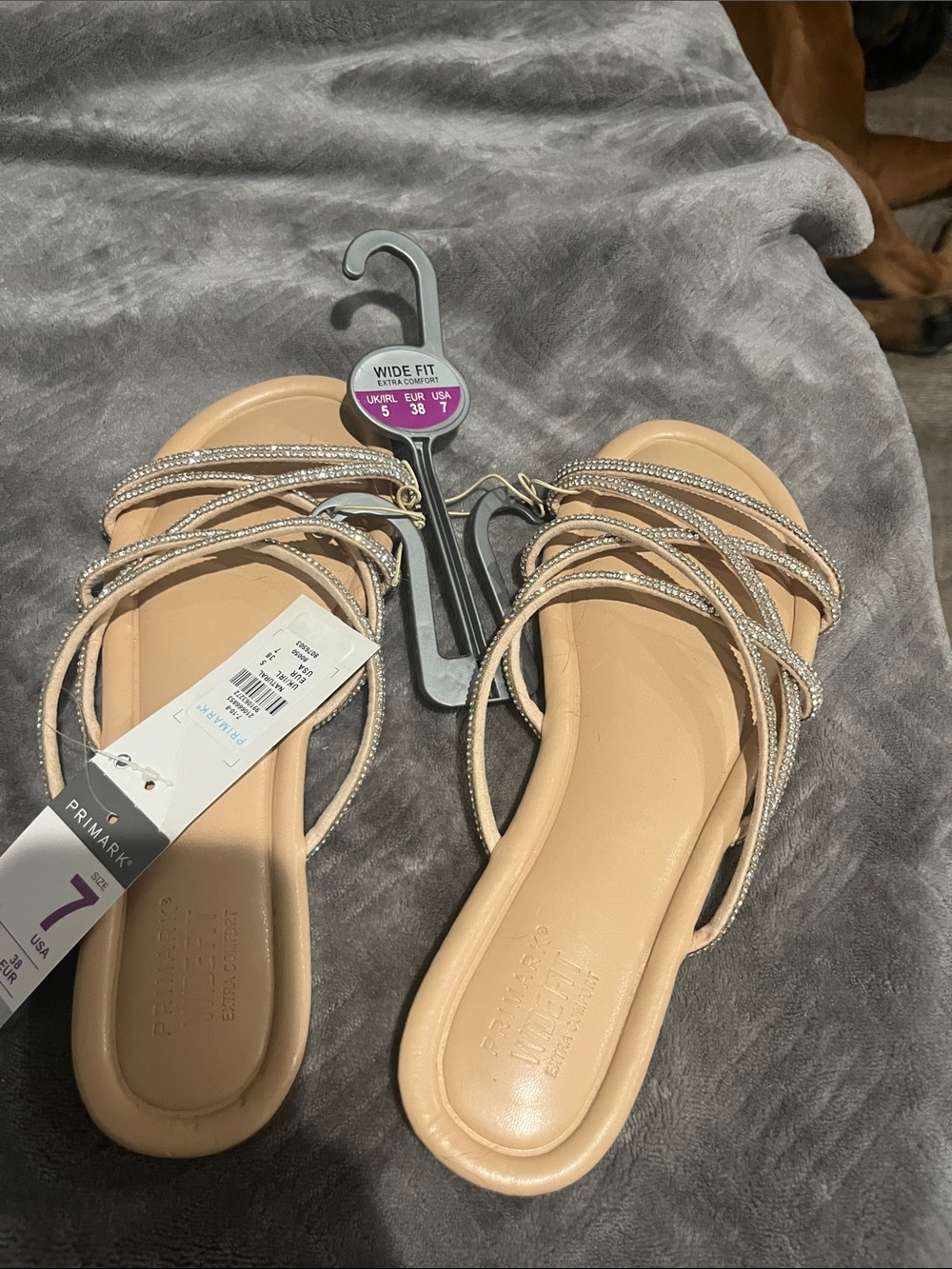 Primark Nude Beige Strappy Sandals with Sparkle Accents